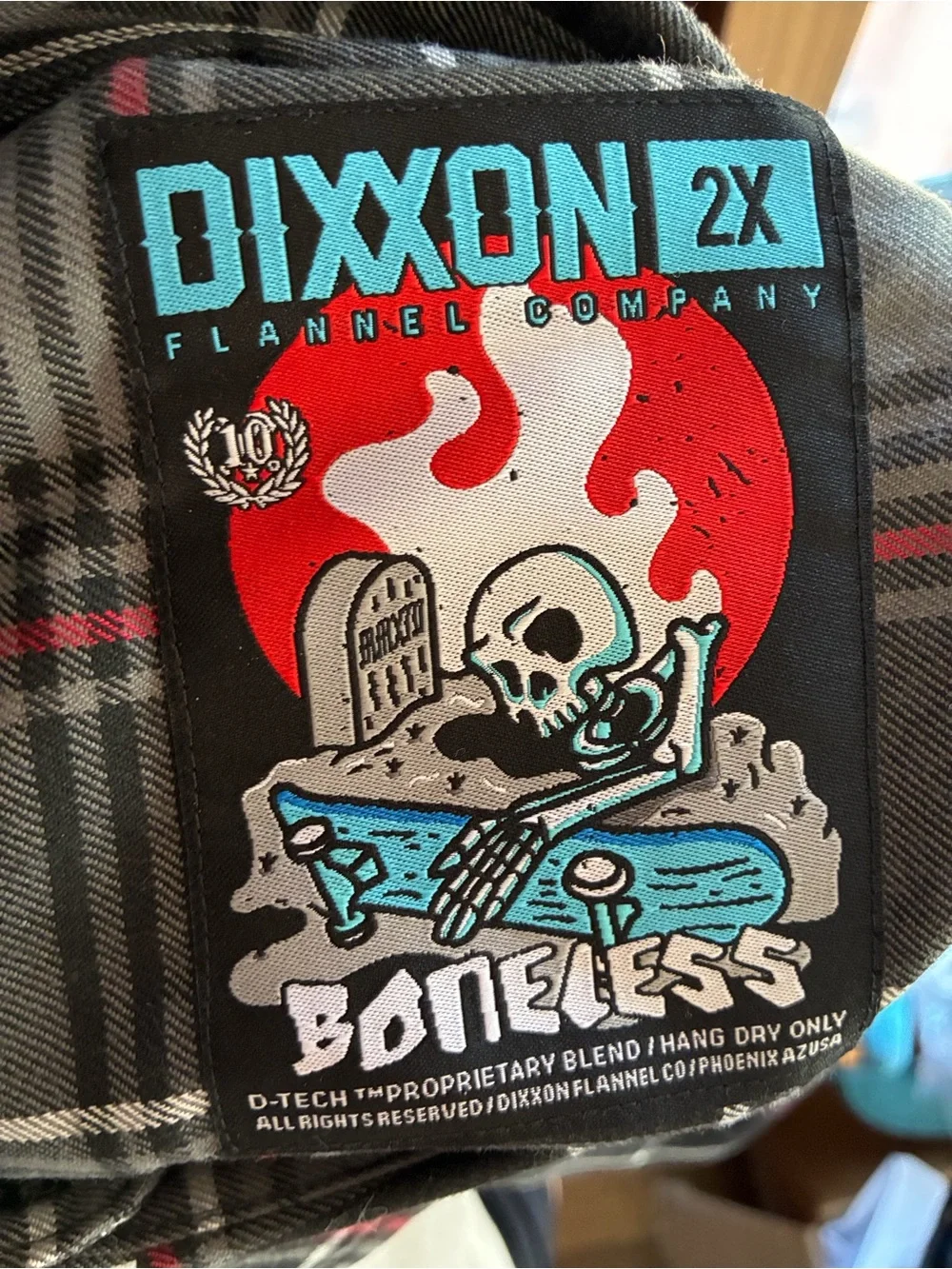 DIXXON Gray & Black Plaid Lightweight Shirt Jacket with Red Accents